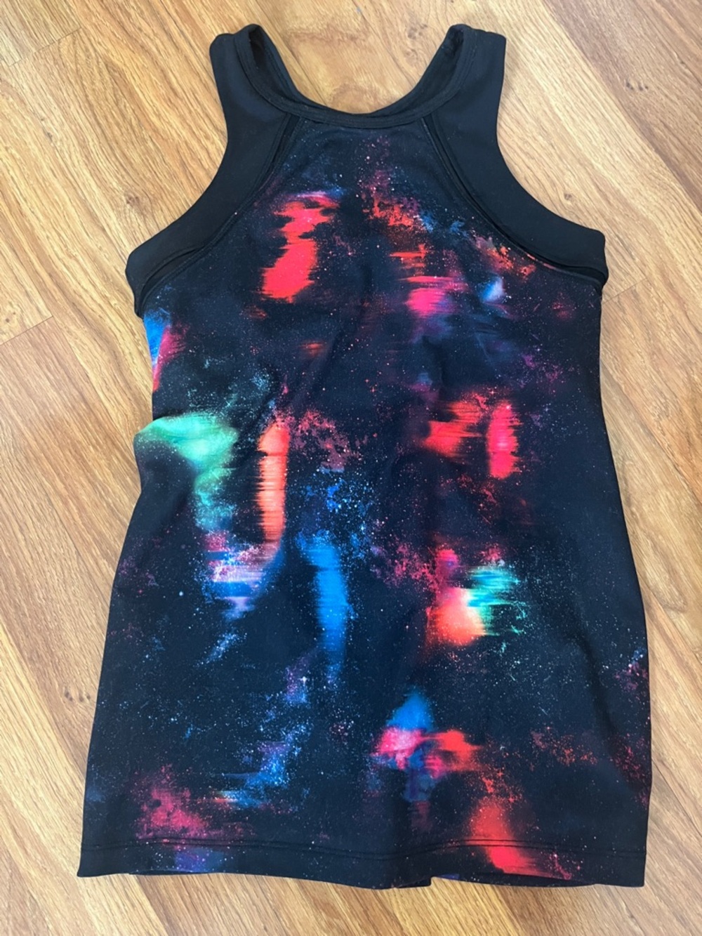 Old Navy Black Tank Top with Neon Galaxy Print